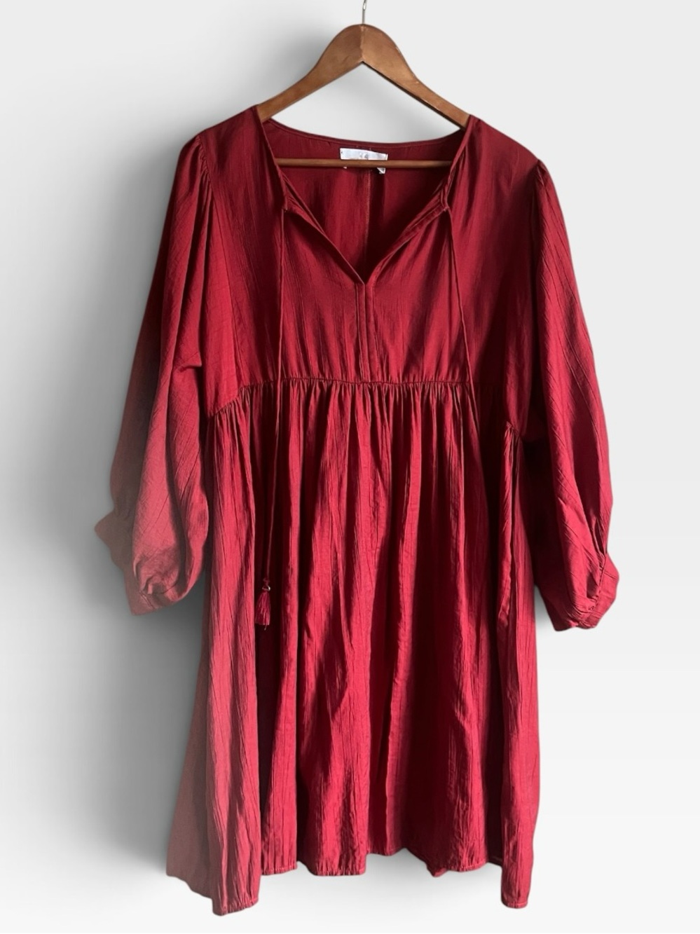 Dear John Red Long-Sleeve Babydoll Dress